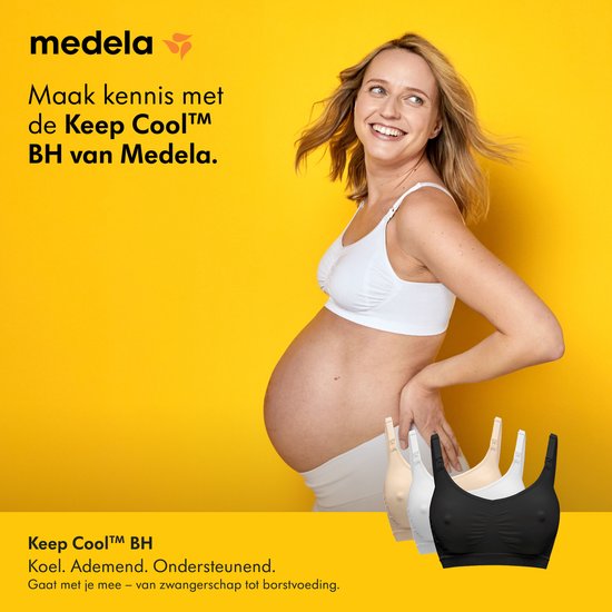 Soutien-gorge Medela Keep Cool - Soutien-gorge d'allaitement sans coutures - Soutien-gorge de grossesse avec 2 zones respirantes - Tissu Soft Touch - Noir - Taille XL