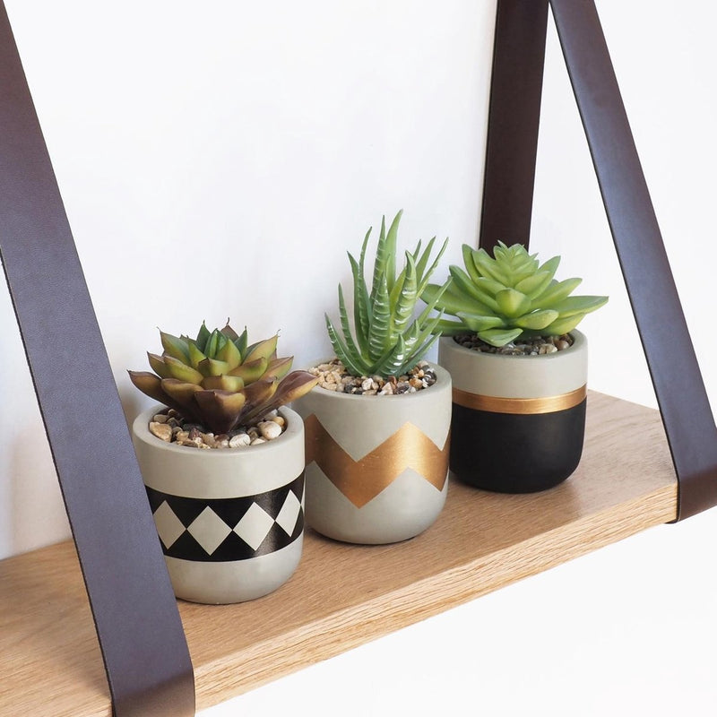 Gadgy Wandplank Zwevend - Wandplank Hout - Wandrekken - Wandplank met Leren Riemen - Boekenplank - Wanddecoratie - Book Shelf 50x15CM