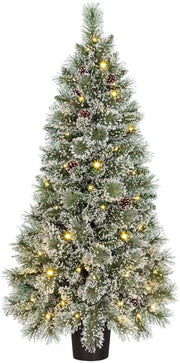 Black Box Trees Vandans : sapin de Noël artificiel avec éclairage, H 120 x Ø 60 cm - Sapin artificiel avec décorations de Noël - Sapin de Noël artificiel aux branches enneigées - Vert