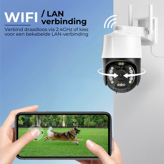Camux Cam-VisionX Caméra de sécurité extérieure IP66 - Caméra 3MP 2K - Caméra extérieure avec vision nocturne - Wifi avec application - Caméra de sécurité