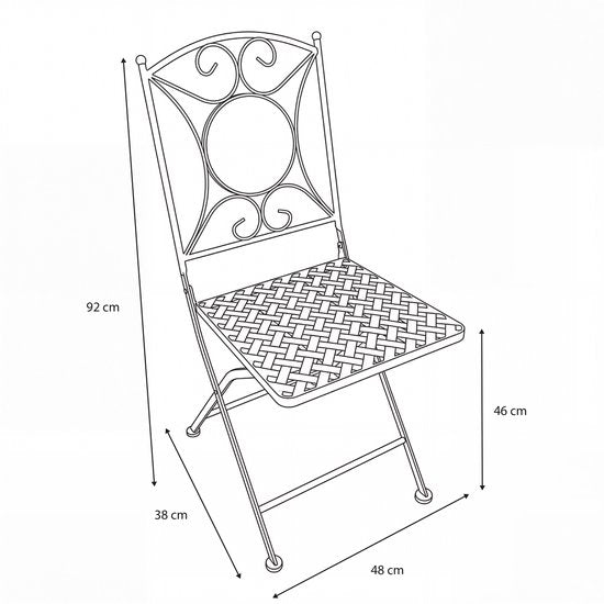 Chaises de bistrot AXI Camilla – Pliantes – Yellow Breeze – Chaises de jardin pliantes en métal – Dossier haut – Lot de 2 pièces – Effet mosaïque – Incrustées de carreaux de céramique – Capacité de charge de 150 kg – Jardin, terrasse ou balcon