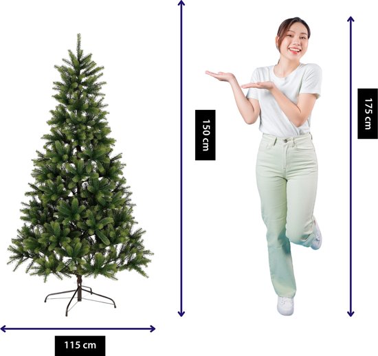 Black Box Trees Nagoya Sapin de Noël - Décoration de Noël à l'aspect volumineux et naturel - Sapin artificiel de 738 branches pour l'intérieur - Montage rapide et facile - H 150 x Ø 91 cm - Vert