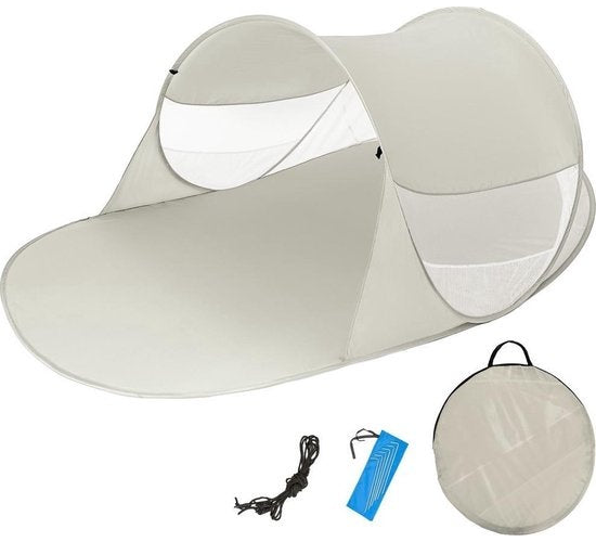 Tente de plage pop-up 245 cm x 145 cm x 95cm gris clair 401677