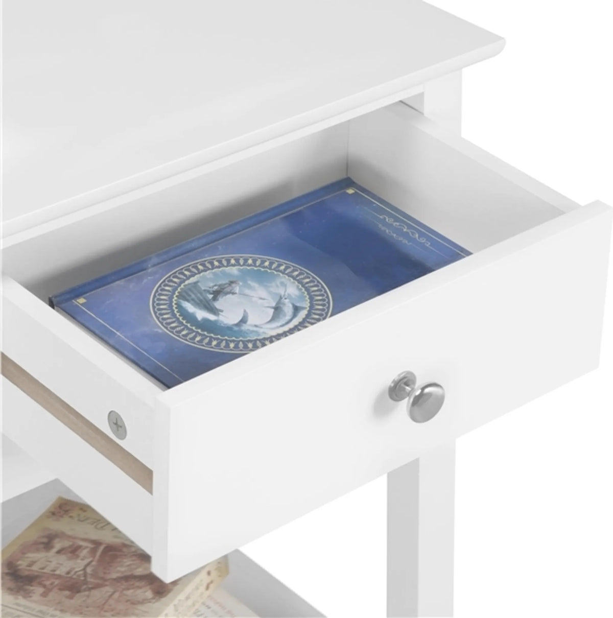 Yaheetech : table de chevet design avec tiroir et étagère, 40 x 30 x 61 cm – Blanc intemporel – MDF