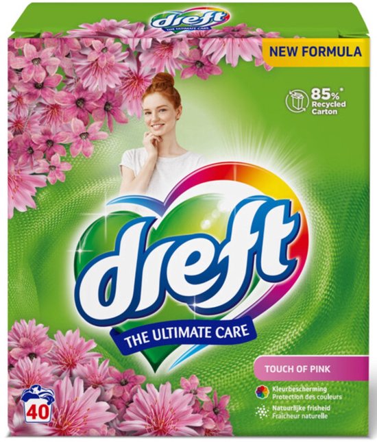 Lessive en poudre Dreft Touch Pink, 40 lavages - 2,6 kg