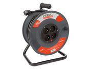 Perel Enrouleur de câble 50 M - 3G1.5 - Broche-terre - 4 prises