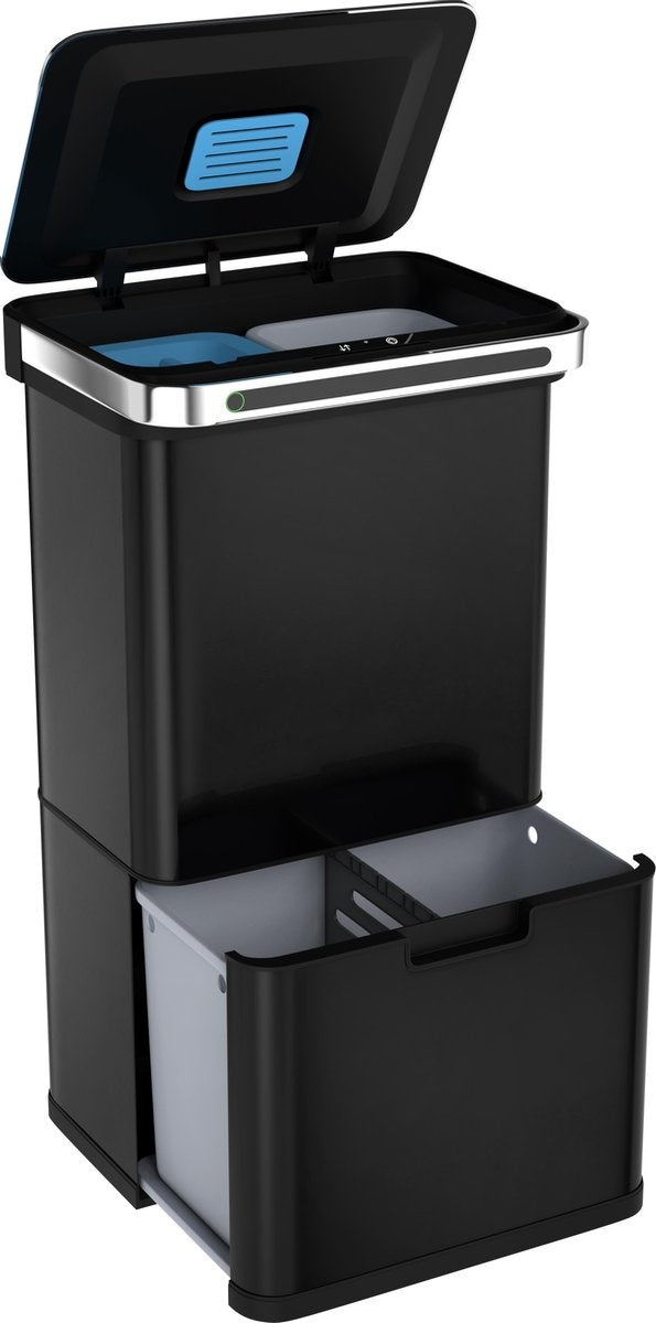 StangVollby Poubelle automatique avec capteur - fermeture automatique douce - Poubelle tri sélectif -4 compartiments -  4 compartiments  -Acier inoxydable -  60 L