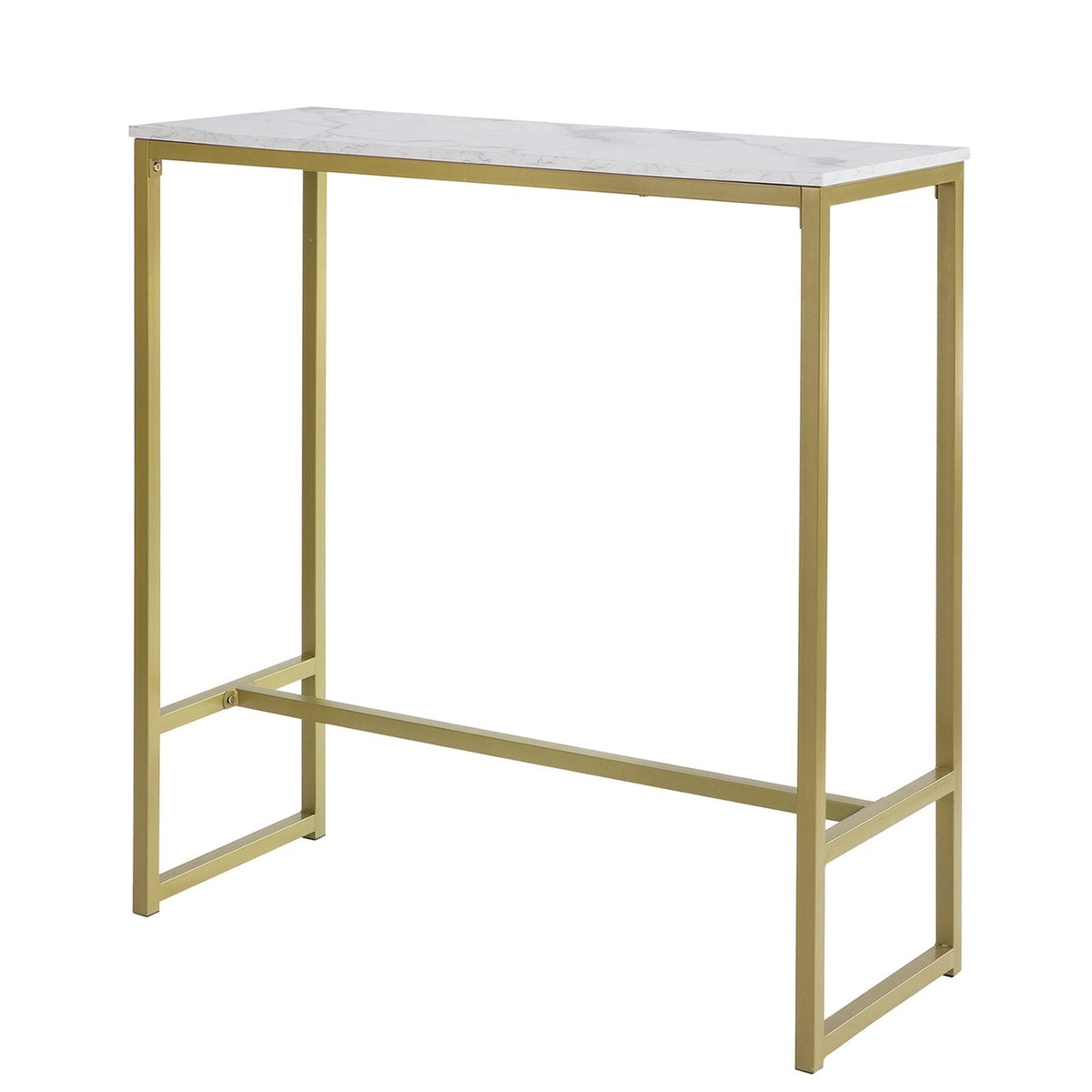 SoBuy Table de bar haute - Max. 50 kg - Effet marbre - 100 x 40 x 106 cm - Blanc / Or