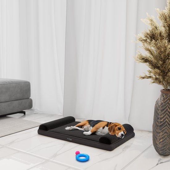 CozySense® Coussin orthopédique pour chien 100 X 70 cm - Taille XL - Imperméable - Convient comme coussin de banc et lit pour chien - Housse lavable - Noir