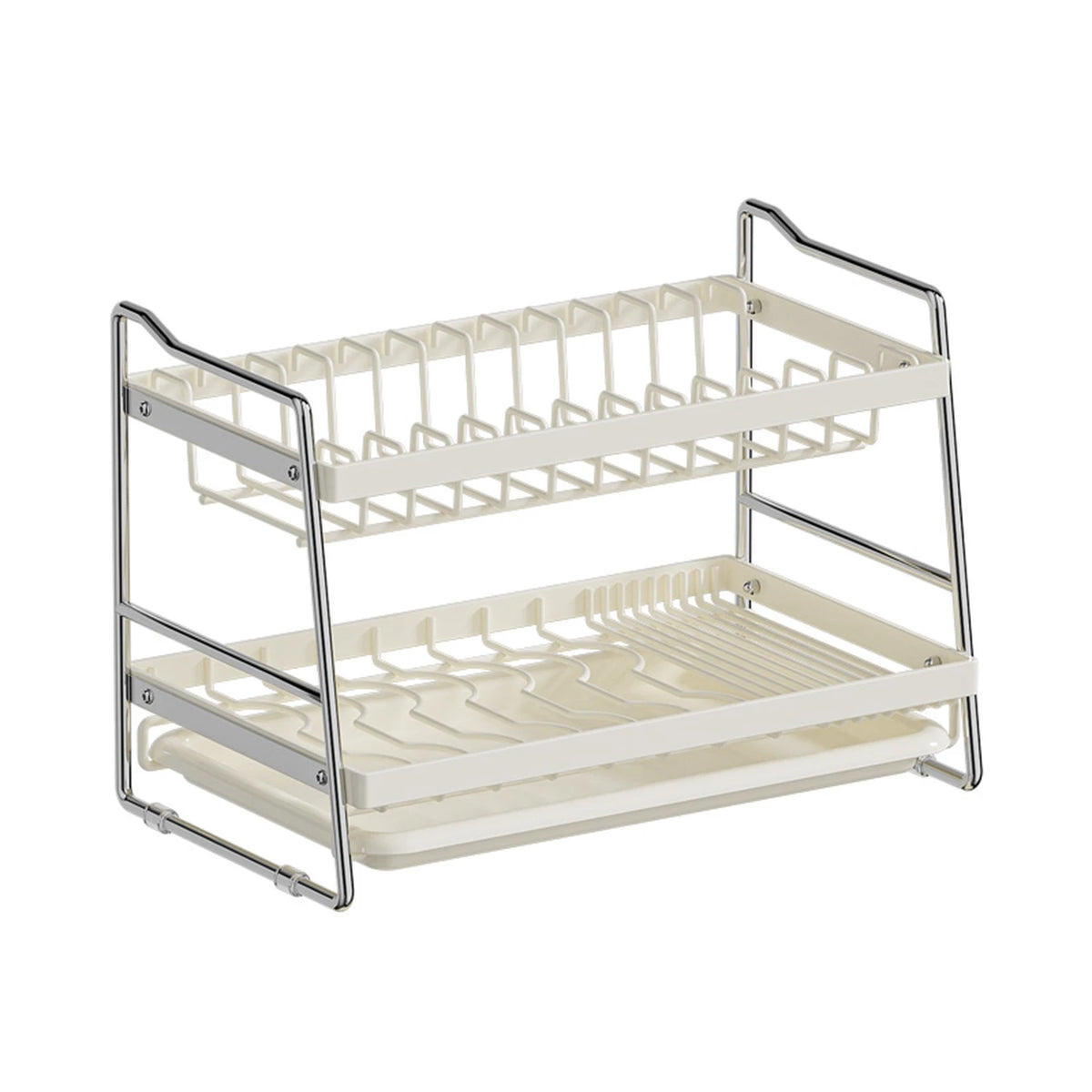 Égouttoir Maxcook à 2 niveaux - Avec bac d'égouttage - 40 x 23,6 x 28,7 cm - Blanc