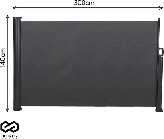 Brise-vent extensible Infinity Goods - 300 x 140 cm - Anthracite – Enroulable – Extensible – Protection contre le vent et le soleil – Intimité pour le jardin, le balcon, la plage et la terrasse