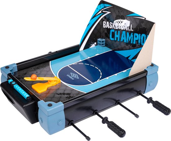 Modèle de table de football de table Umbro - Jeu de table 5 en 1 - 40 x 30 x 25 CM - Jeu de football de table - Football, Hockey, Basketball, Tennis et Bowling - Noir/Bleu
