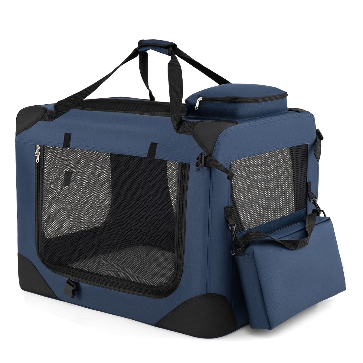 Cage de transport pliable pour chien Coast - portable - fenêtres en filet respirantes - bleu