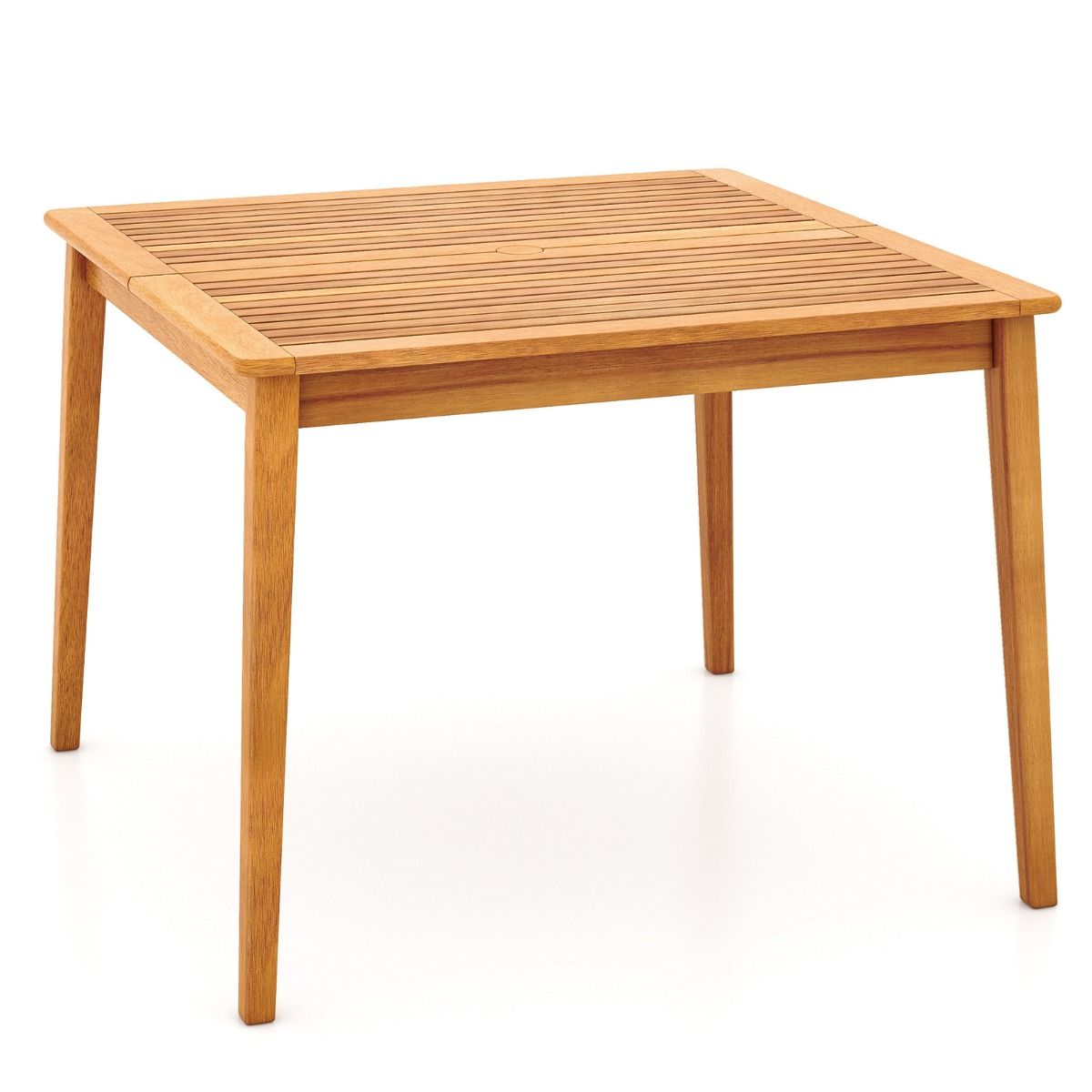 Table de jardin Coast en bois d'acacia - carrée - avec trou pour parasol - couleur naturelle - 100 x 100 cm