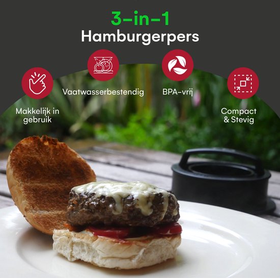 TTD® Presse à hamburger et appareil à hamburger - Smash Burger - Rainures de gril - Accessoires pour barbecue - Presse à hamburger - Accessoires pour barbecue - Presse à hamburger - Convient également aux mini-burgers et aux burgers farcis - Lavable au la