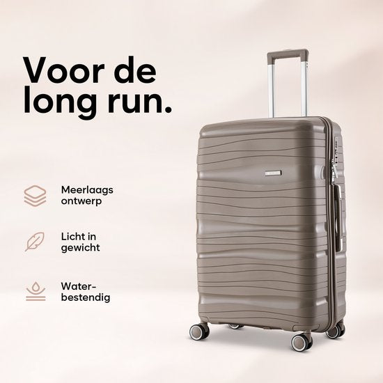 SKYCASES Travelin' Charm - Valise de voyage moyenne 24 pouces - Verrouillage par numéro - 41x24x69 cm - 68L - Légère, imperméable et durable - Champagne V2