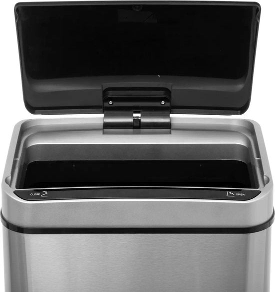 5Five Poubelle à pédale automatique - avec capteur de mouvement - argent - métal - 40 litres - 33 x 24 x 66 cm
