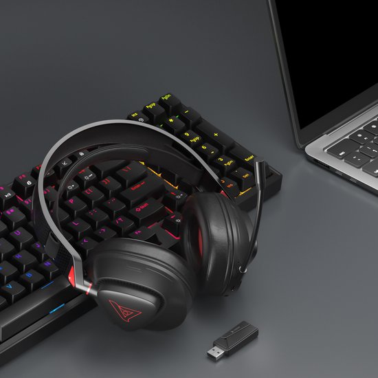 Casque de jeu sans fil TAIDU THS318 2,4 GHz - Casque circum-auriculaire - avec microphone - Compatible PC/PS4/PS5, Nintendo Switch - Noir