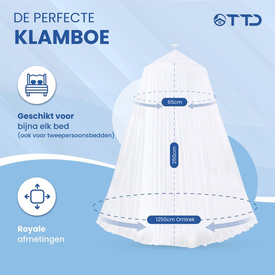 Moustiquaire XXL haut de gamme TTD® – 2 personnes – Polyester – Lavable – Anneau et kit de montage inclus