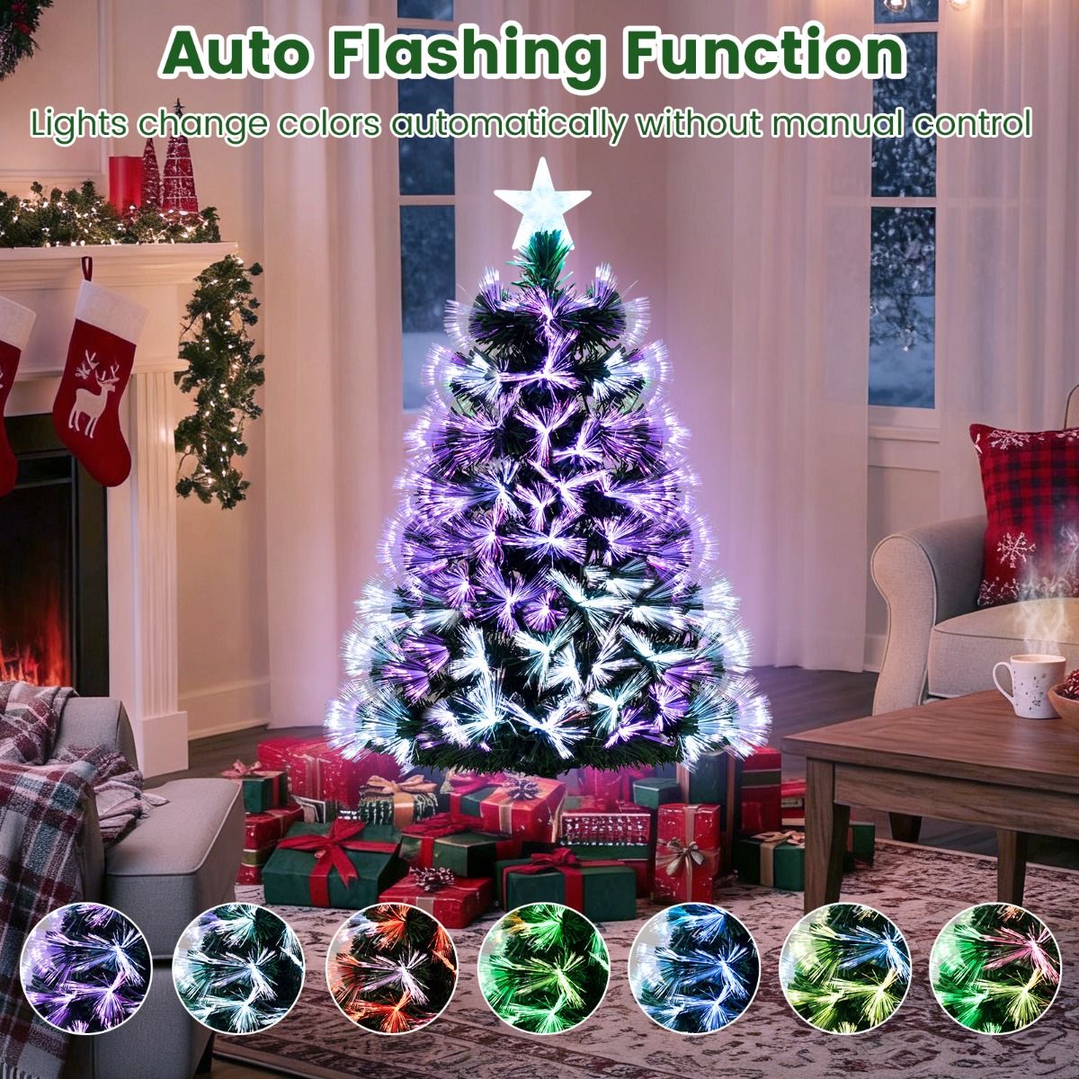 Sapin de Noël artificiel Coast - guirlande lumineuse en fibre de verre - 93 branches - 95 cm, vert