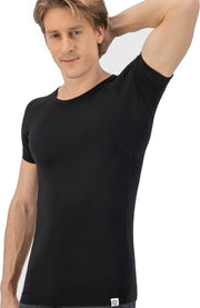 Anti Sweat Shirt - Fibershirts® - Coussinets d'aisselles cousus - Maillot de corps - Noir - Col rond - Hommes - Taille M