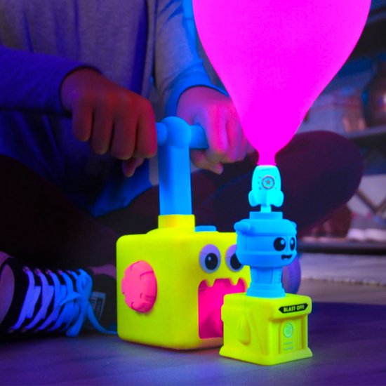 Mediashop Balloon Zoom - Jouet gonflable en forme de voiture pour les enfants à partir de 3 ans - avec modes « voiture » et « fusée » - brille dans le noir