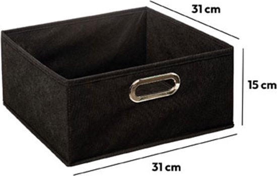Panier de rangement 5Five / panier pour armoire - noir - lin - 14 litres - 31 x 31 x 15 cm - Boîte de rangement - Paniers pour armoires à compartiments