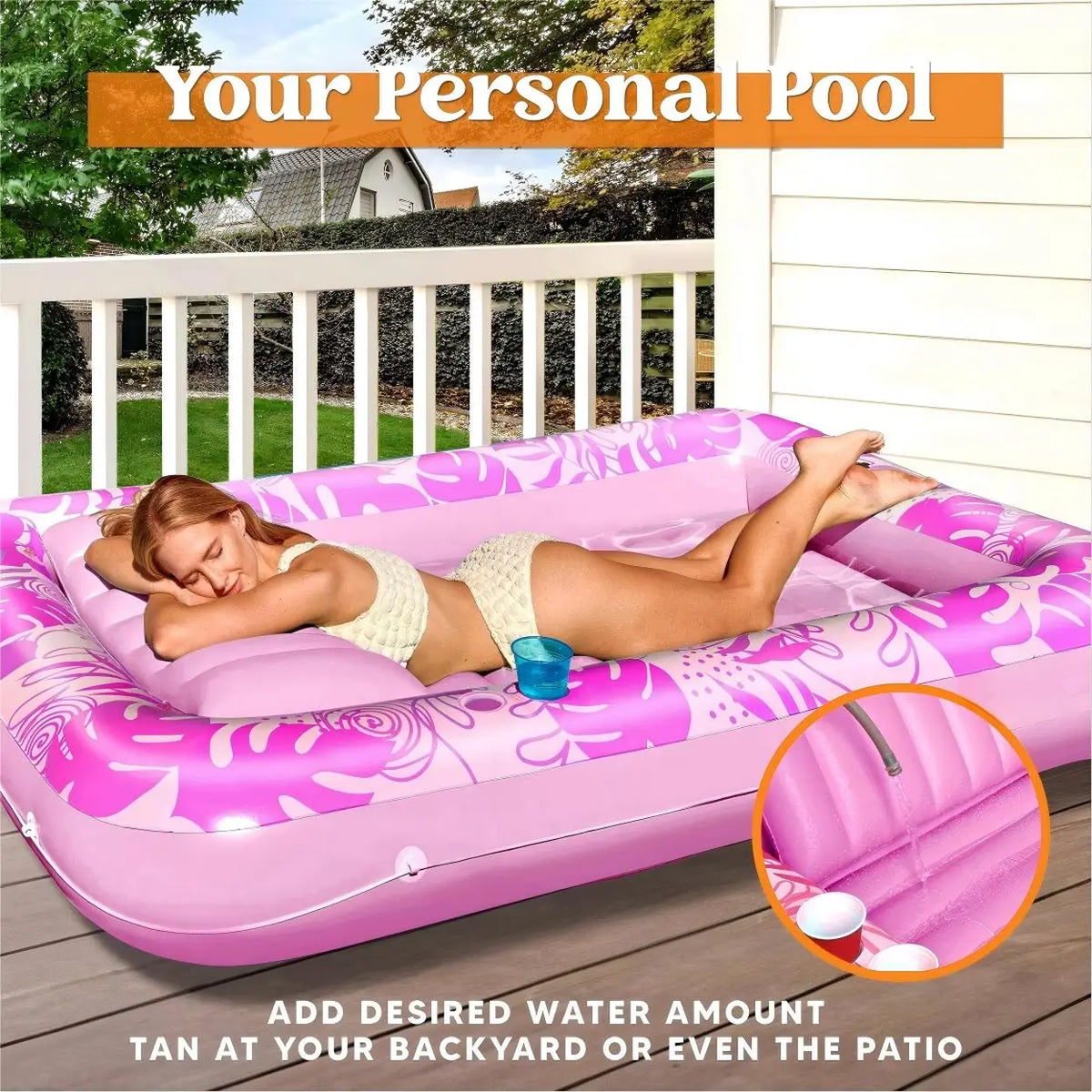 Piscine pour enfants avec pare-soleil et pompe automatique – Rose – Pour l'extérieur