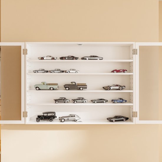 Armoire murale SoBuy avec 2 portes battantes et 4 étagères réglables – Armoire de rangement peu encombrante – Fixation murale – Blanche – FSB113-W