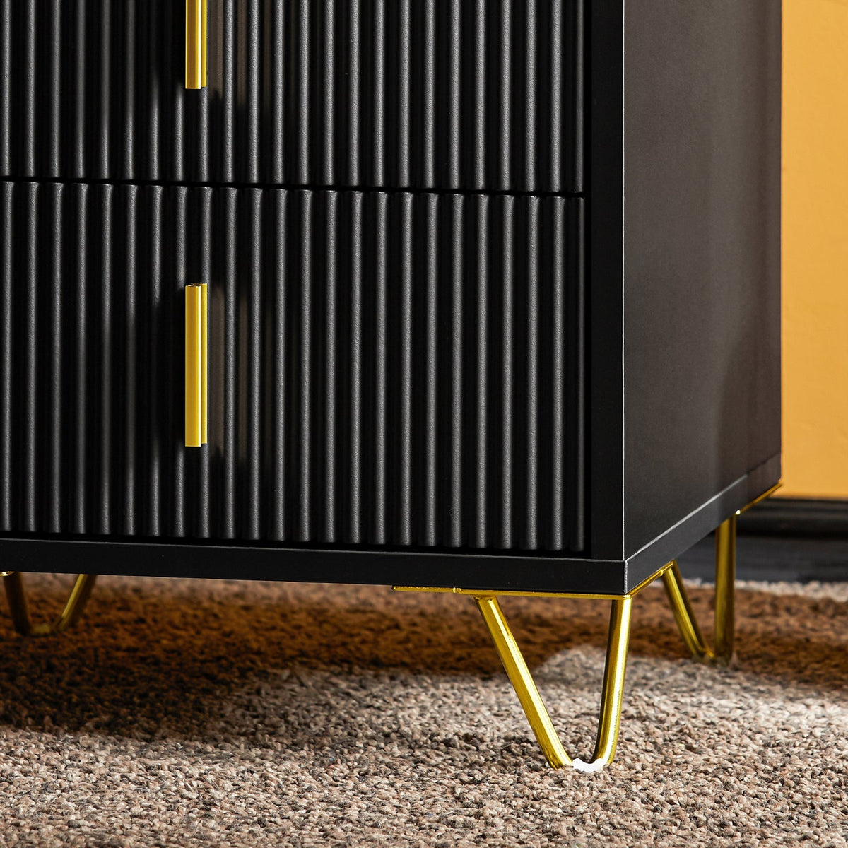 SoBuy Sideboard - Table de nuit avec 3 tiroirs coulissants - Max. 33KG - 40 x 40 x 63 cm - Noir/Doré