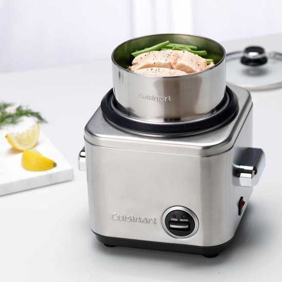 Cuisinart - Cuiseur à riz avec cuiseur vapeur - Cuiseur vapeur pour 6 personnes - Multicuiseur sans BPA - Noir