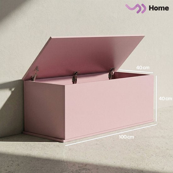VDD Home - Coffre de rangement - coffre à jouets - coffre à couvertures - Rose - Bois - 100 x 40 x 40 cm