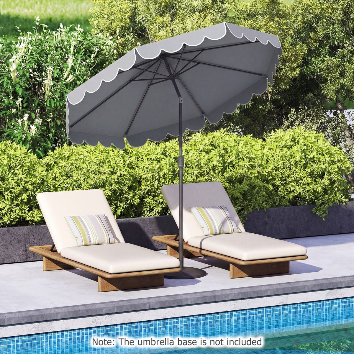 Parasol de jardin double face Coast - 300 cm avec manivelle et volant - inclinable à 35° - Bleu