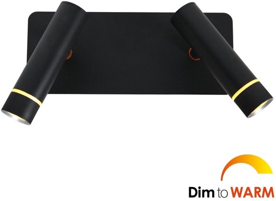 Applique murale Steinhauer Volari 4713ZW noire à 2 lumières, en plastique et métal, orientable et inclinable, éclairage d'intérieur moderne avec modules LED à intensité variable