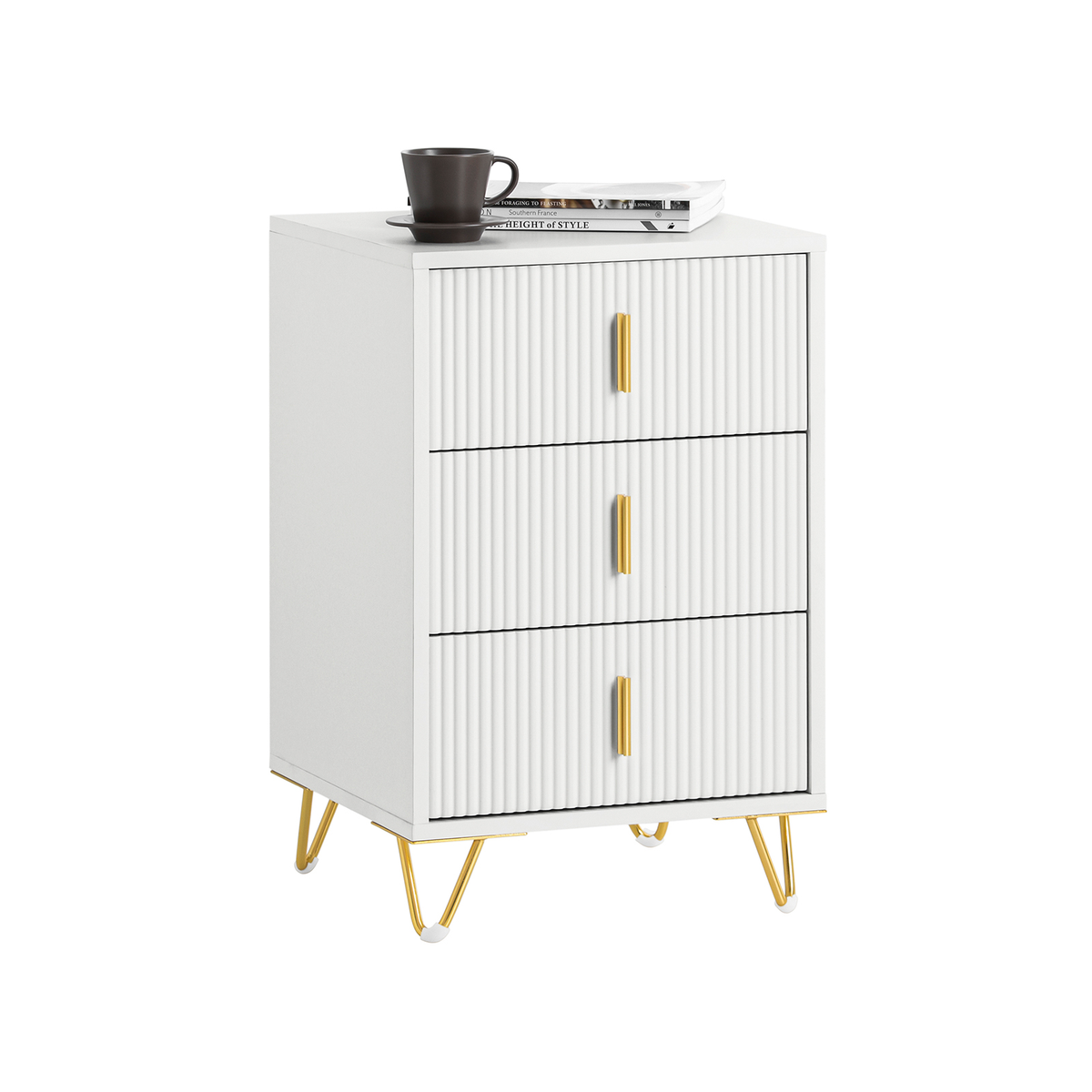 Table de chevet SoBuy FBT115-L-W - 3 tiroirs - 40 x 40 x 64 cm - Blanc