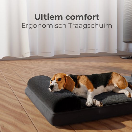 CozySense® Coussin orthopédique pour chien 100 X 70 cm - Taille XL - Imperméable - Convient comme coussin de banc et lit pour chien - Housse lavable - Noir