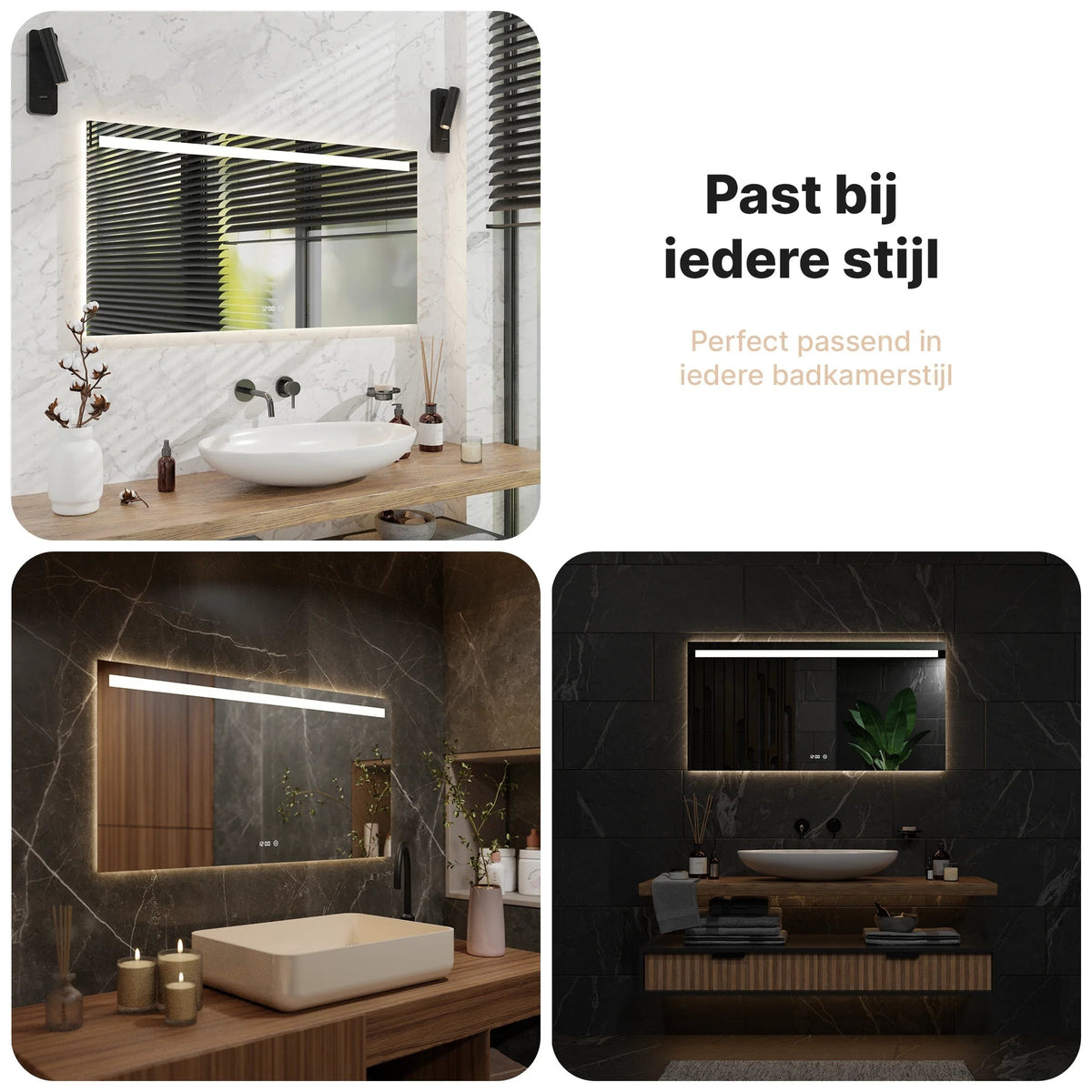 Miroir de salle de bains Mirlux - 120 x 60 cm - Sans cadre - LED et anti-buée