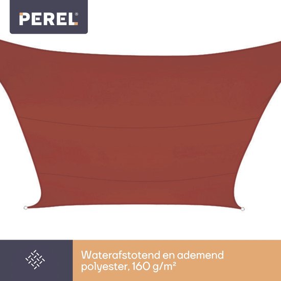 Voile d'ombrage - Perel - imperméable - 2 x 3 m, 160 g/m² - polyester - rectangle - terracotta