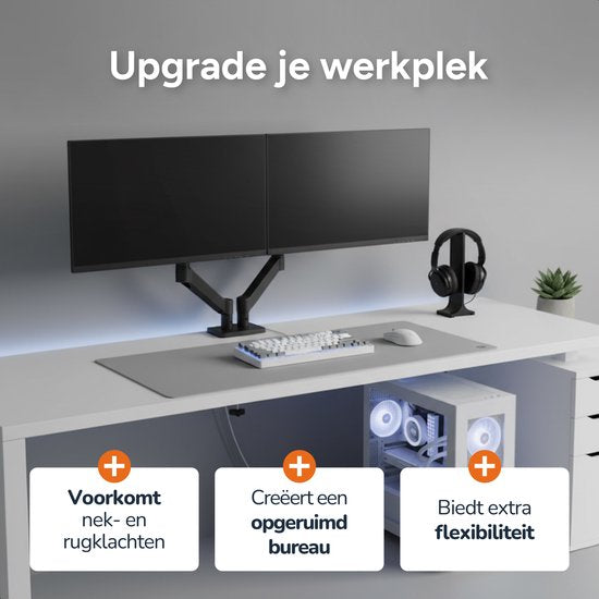 Skoov Bras pour moniteur avec vérin à gaz - Pour 13-32 pouces - 2 écrans - Support - Moniteur - Support - Support - Extra stable - Noir