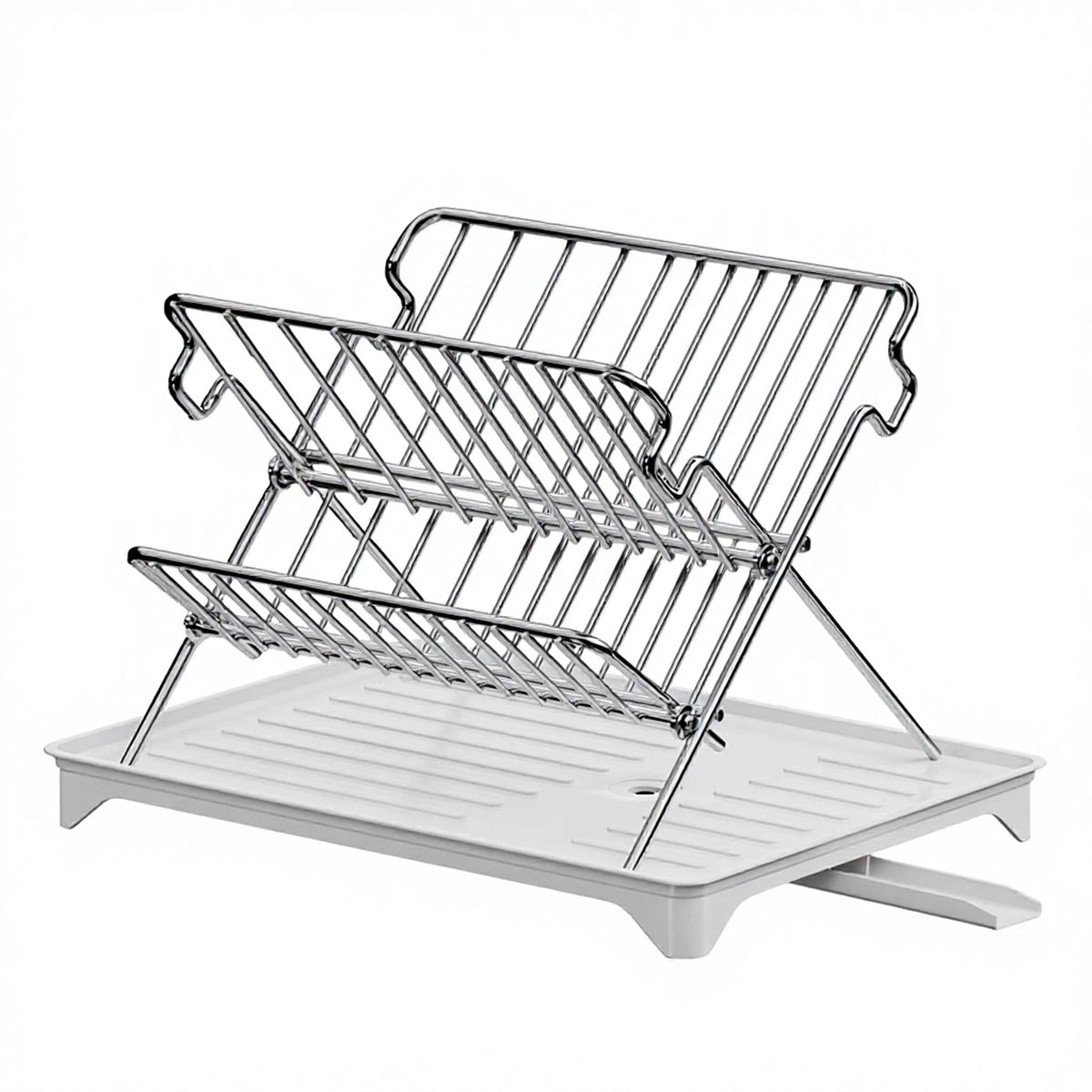 Égouttoir pliable Maxcook - 2 niveaux en acier inoxydable - Avec bac de récupération - 42 × 32 × 30 cm
