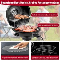 Barbecue électrique Northix 1 600 W - Surface de cuisson de 1 038 cm² - Avec grille de maintien au chaud et grille antiadhésive - 52 x 44 x 82 cm - Noir