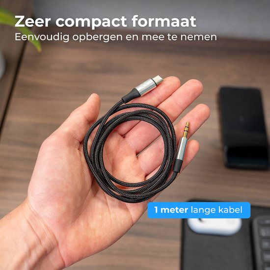 Câble Nuvance AUX vers USB-C - Câble AUX USB-C - 1 mètre - USB-C vers AUX - Nylon tressé - USB-C AUX - USB-C vers jack