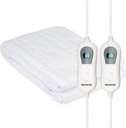 Couverture électrique - Auronic - 2 personnes - 160x140cm - avec élastiques d'angle et 2 contrôleurs - Blanc