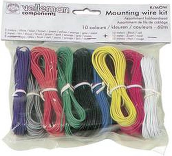 Velleman Jeu de câbles de montage - 10 couleurs - 60m - multiconducteur