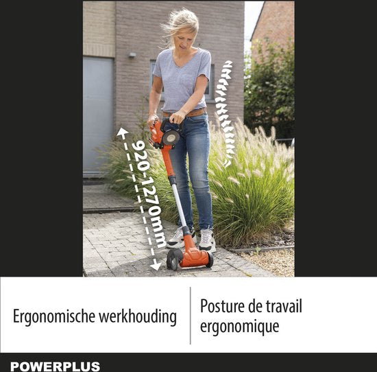 Désherbeuse télescopique à batterie Dual Power POWDPG8060 - Désherbeuse 20 V, sans batterie ni chargeur, avec brosse en nylon et en acier, outil de jardinage