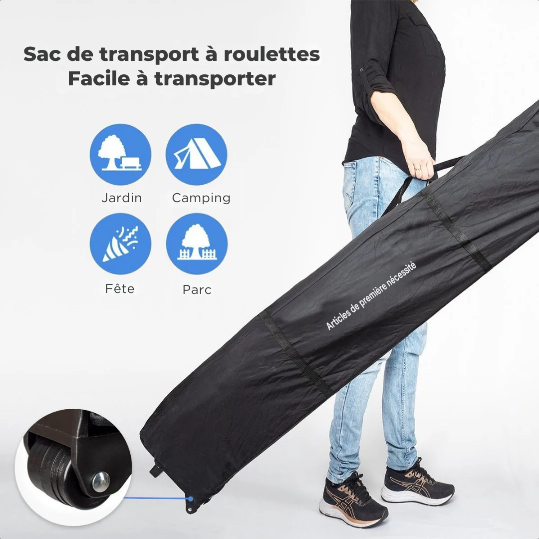 Tonnelle de jardin - LifeGoods - 3x4.5m - Avec sac de transport à roulettes - Gris foncé