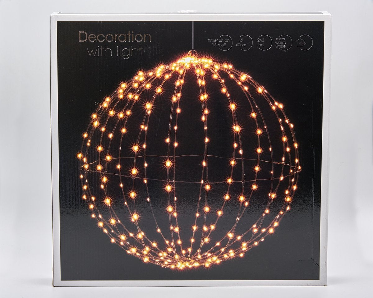 Lumières de Noël - Globe lumineux 50cm - Minuterie INCL en métal - Lumière chaude