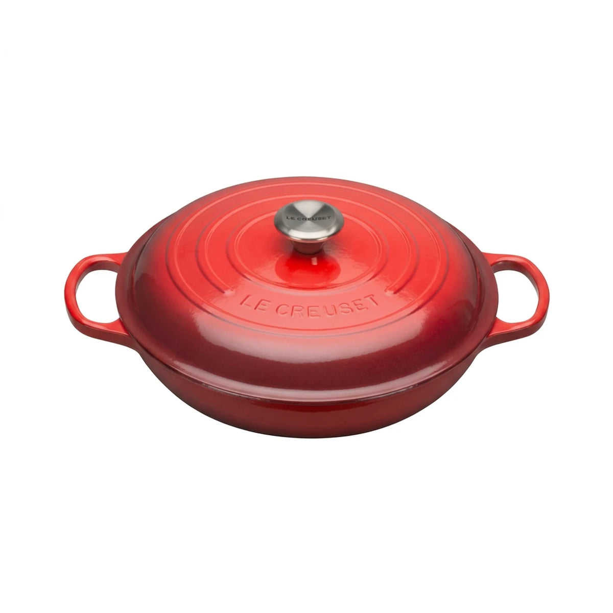 Cocotte basse Le Creuset 30 cm – 3,5 L – Fonte – Cerise – Pour 4 à 6 personnes