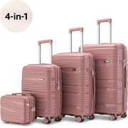 SKYCASES Travelin' Charm 4-Piece Trolley Set - Hand Luggage & Check-in Suitcases - 32L/60L/98L - Number Lock - 360° Noiseless Wheels - Lightweight & Sturdy - Modern Design - Pink V2