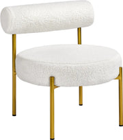 Yaheetech Lounge Chair 63 × 58 × 65 cm - White Bouclé - Chaise relaxante moderne avec assise ronde et pieds en métal